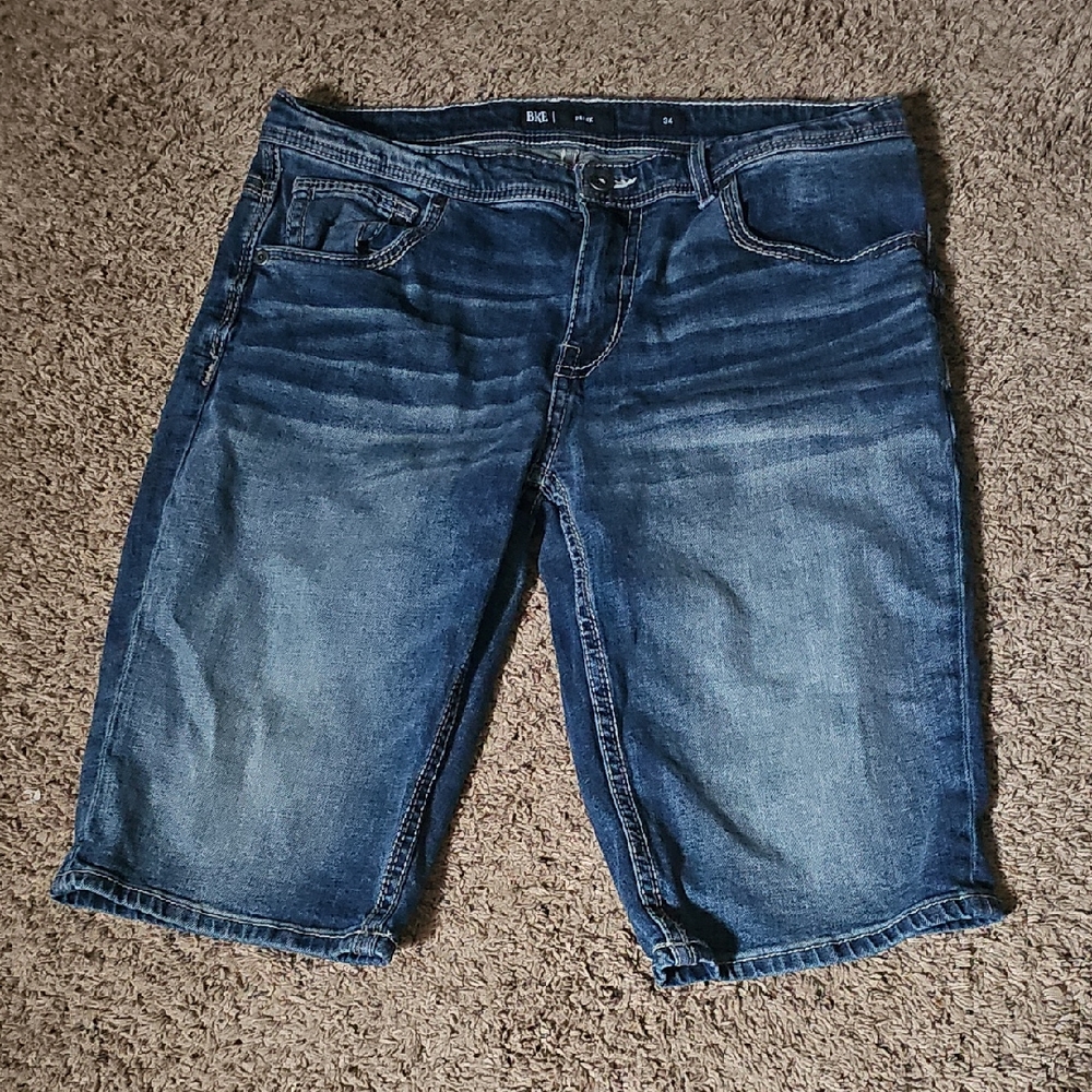 BKE Men's Dark Blue Washed Denim Shorts